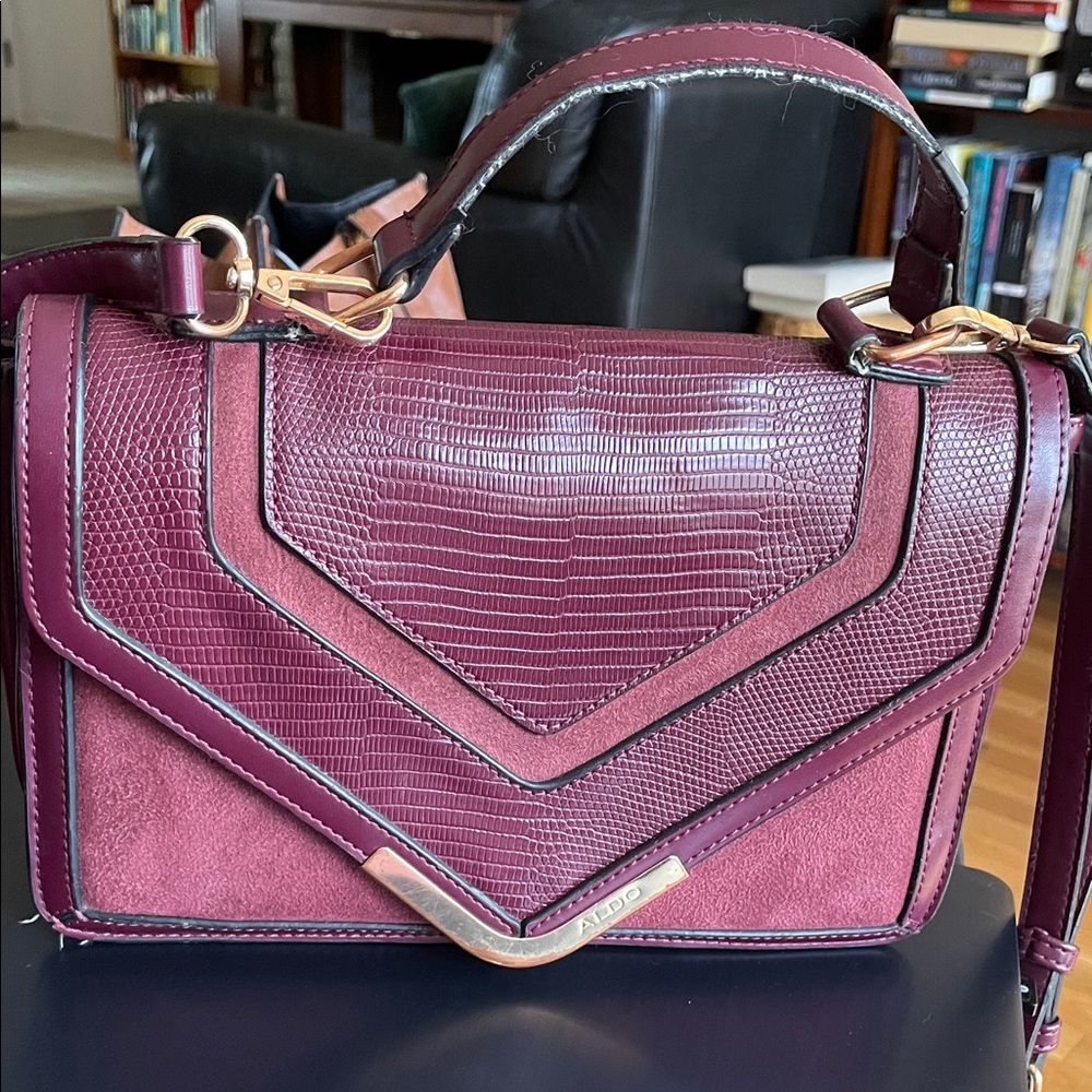 Aldo Plum Textured bag with Gold Details